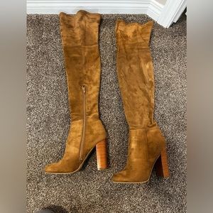Brown suede knee high boots. Size 8